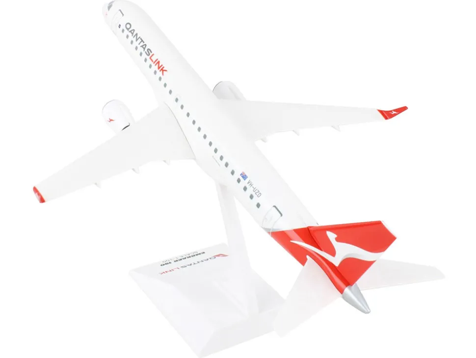 Embraer E190 Commercial Aircraft "QantasLink" (VH-UZD) White with Red Tail (Snap-Fit) 1/100 Plastic Model by Skymarks