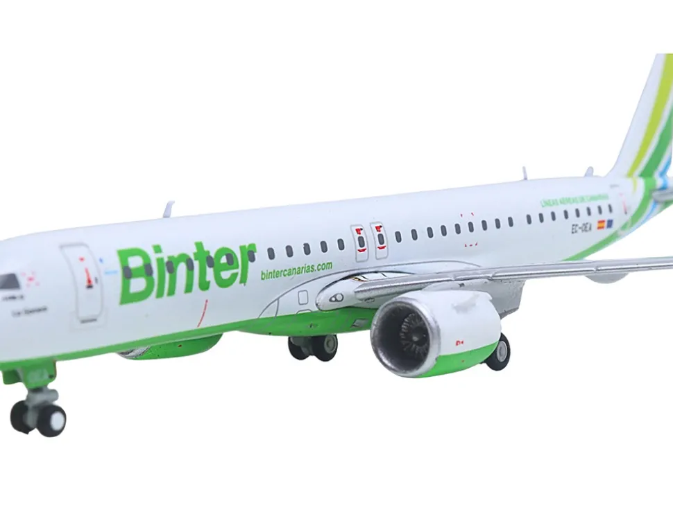 Embraer E195-E2 Commercial Aircraft "Binter Canarias" (EC-OEA) White with Green Tail Stripes Stripes 1/400 Diecast Model Airplane by GeminiJets