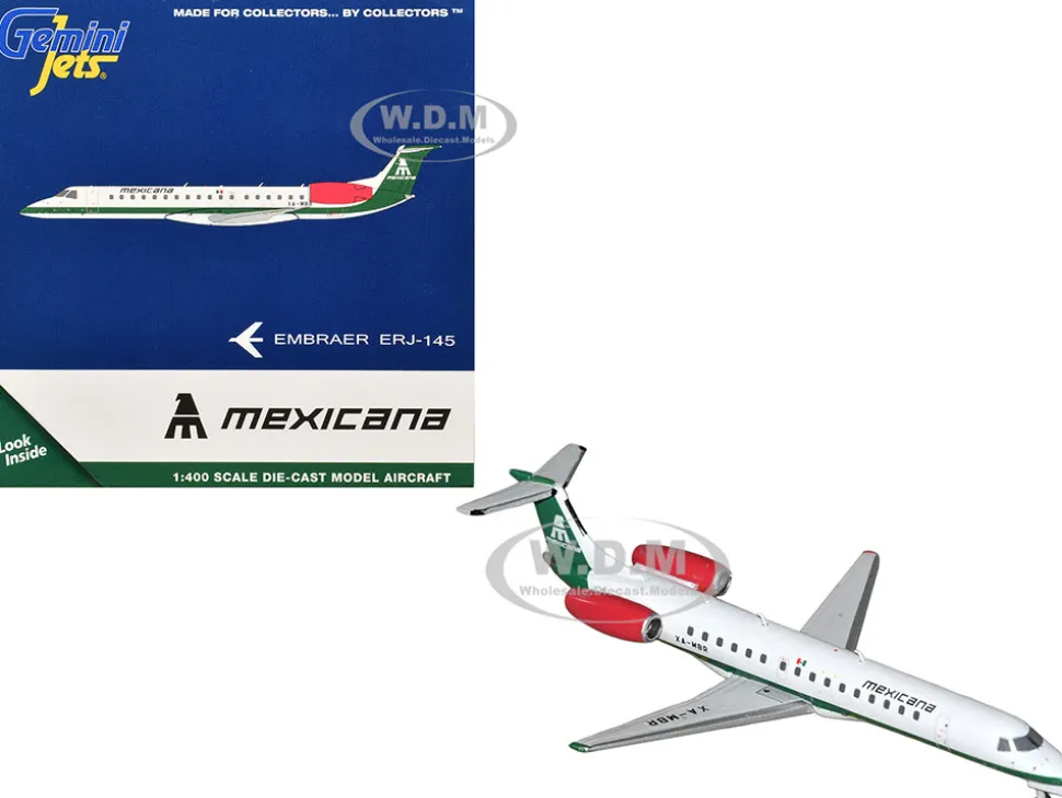 Embraer ERJ-145 Commercial Aircraft "Mexicana de Aviacion" (XA-MBR) White with Green Stripes 1/400 Diecast Model Airplane by GeminiJets