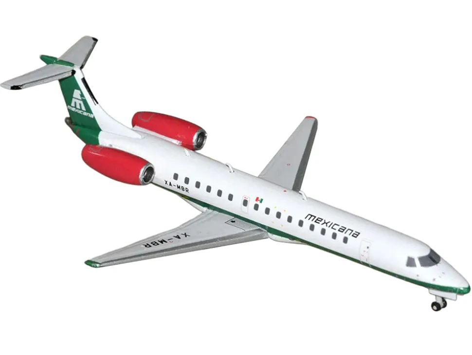 Embraer ERJ-145 Commercial Aircraft "Mexicana de Aviacion" (XA-MBR) White with Green Stripes 1/400 Diecast Model Airplane by GeminiJets