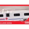 Equine Ambulance Trailer White with Blue Stripes 1/87 (HO) Plastic Model by Promotex