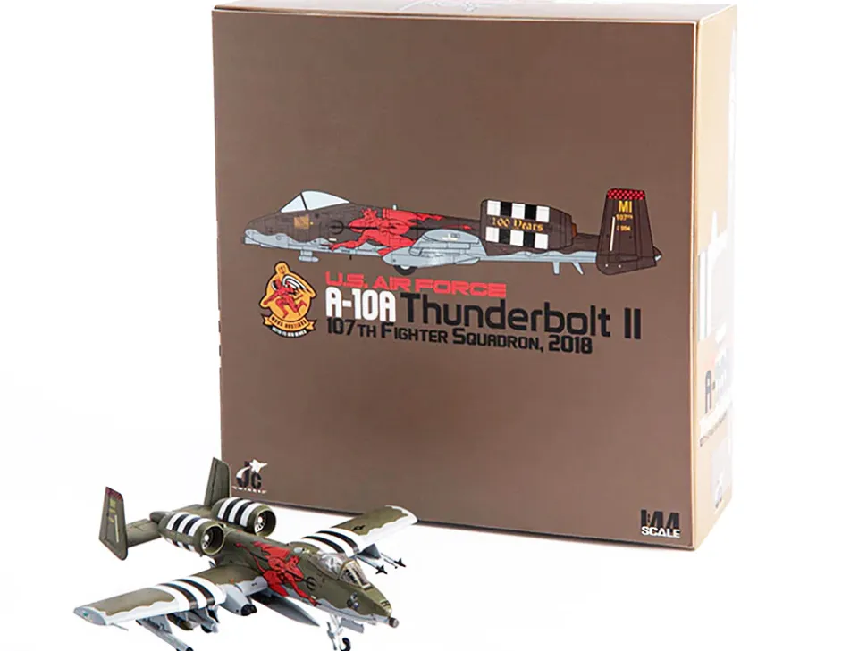 Fairchild Republic A 10A Thunderbolt II Aircraft US Air Force 107th Fighter Squadron 100th Anniversary Edition 2018 1/144 Diecast Model JC Wings JCW-144-A10-002