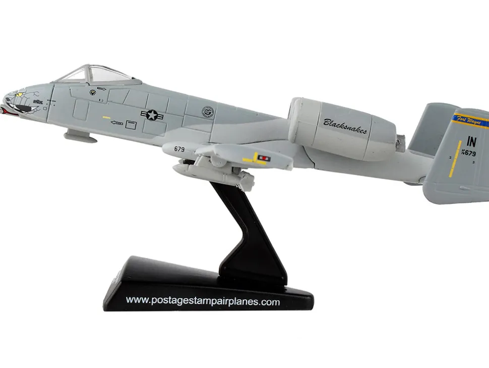 Fairchild Republic A 10 Thunderbolt II Warthog Aircraft 163rd Fighter Squadron Blacksnakes United States Air Force 1/140 Diecast Model Airplane Postage Stamp PS5375-3