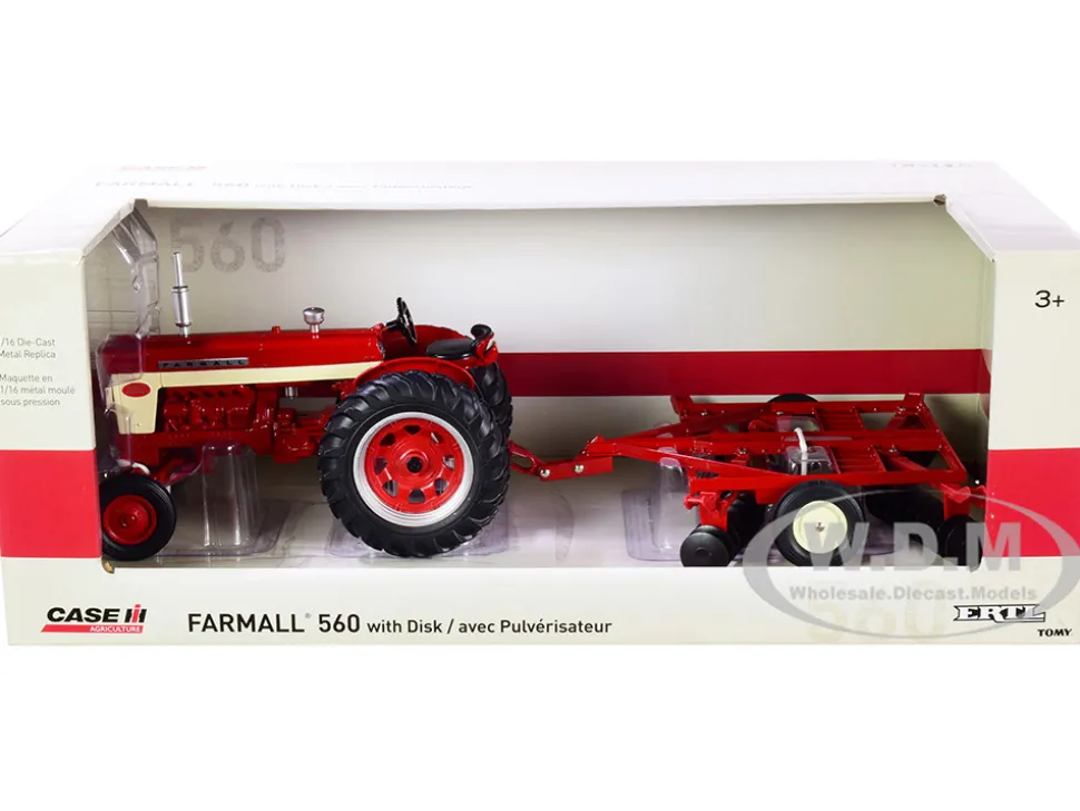 Farmall 560 Tractor Disс Harrow Red Case IH Agriculture Series 1/16 Diecast Model ERTL TOMY 44223