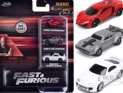 Fast & Furious Movie 3 piece Set Series 4 Nano Hollywood Rides Series Diecast Model Cars Jada 32482