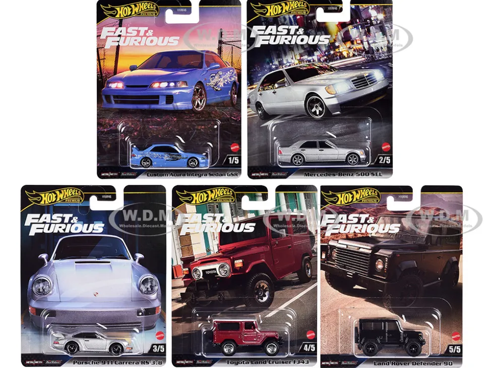 Fast & Furious 2023 5 piece Set G Diecast Model Cars by Hot Wheels