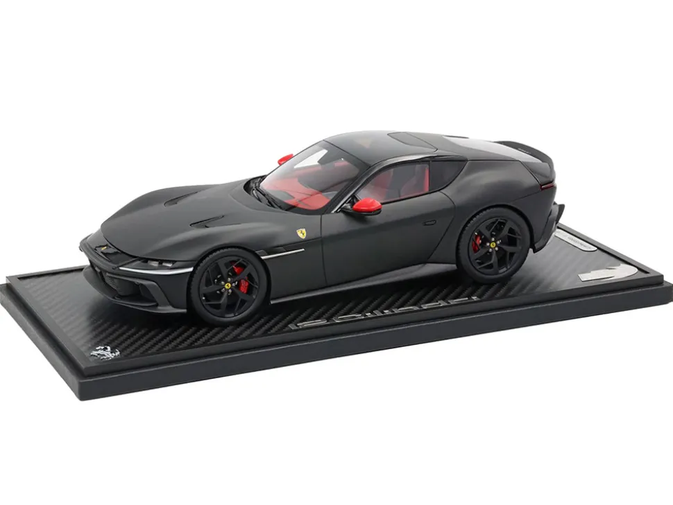 Ferrari 12Cilindri with Panoramic Roof Matt Black with DISPLAY CASE Limited Edition to 48 pieces Worldwide 1/18 Model Car by BBR