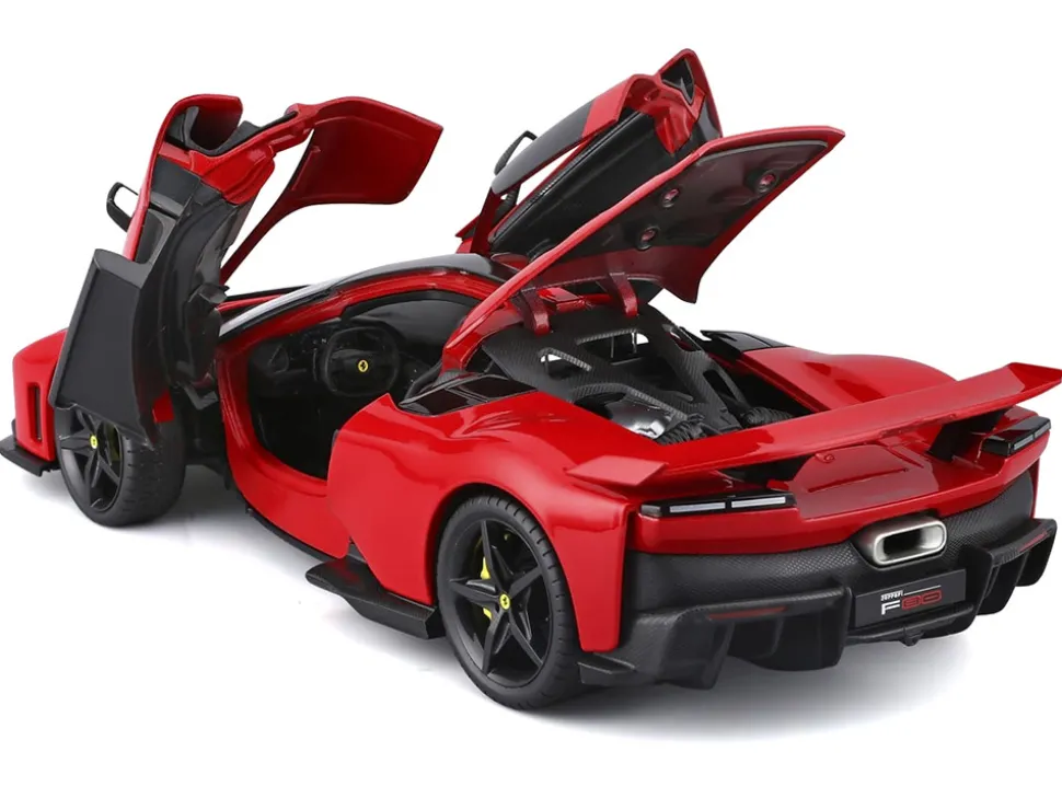 Ferrari F80 Red with Black Top "Race + Play" Series 1/24 Diecast Model Car by Bburago