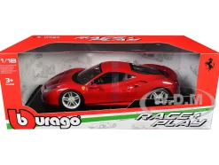 Ferrari 488 GTB Red 1/18 Diecast Model Car Bburago 16008