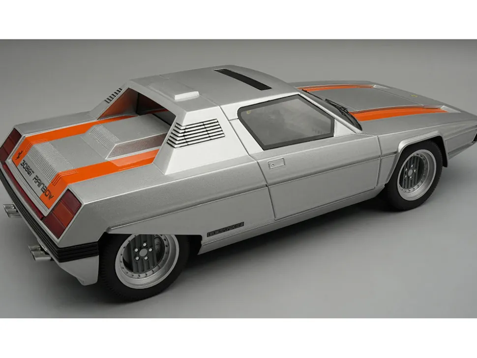 1976 Ferrari 308 GT Rainbow By Bertone Silver Metallic with Orange Stripes "Mythos Series" Limited Edition to 35 pieces Worldwide 1/18 Model Car by Tecnomodel