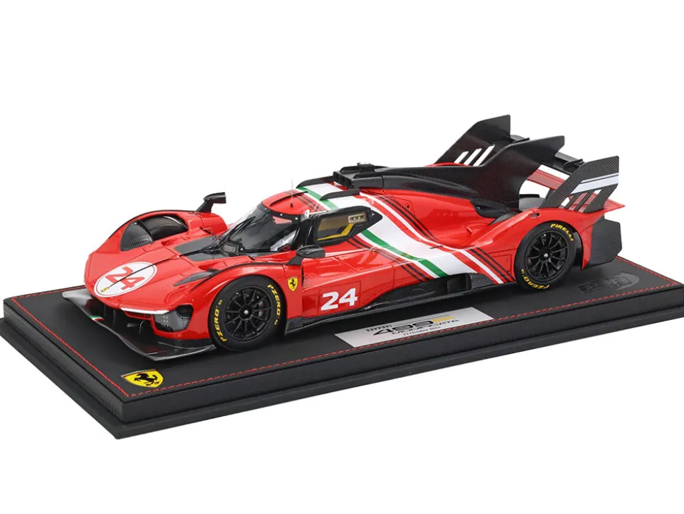 Ferrari 499P Modificata #24 Red with White Stripes "Launch Version" (2023) with DISPLAY CASE Limited Edition to 70 pieces Worldwide 1/18 Model Car by BBR