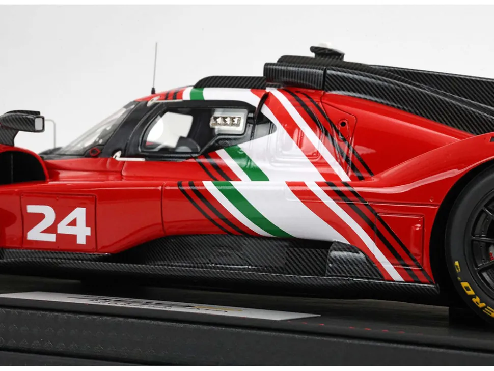 Ferrari 499P Modificata #24 Red with White Stripes "Launch Version" (2023) with DISPLAY CASE Limited Edition to 70 pieces Worldwide 1/18 Model Car by BBR