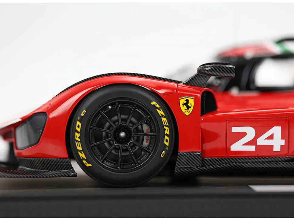 Ferrari 499P Modificata #24 Red with White Stripes "Launch Version" (2023) with DISPLAY CASE Limited Edition to 70 pieces Worldwide 1/18 Model Car by BBR