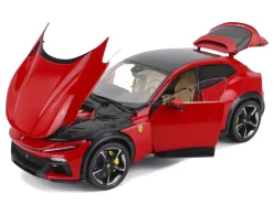 2022 Ferrari Purosangue Rosso Corsa Red with Black Top 1/18 Diecast Model Car by Polistil