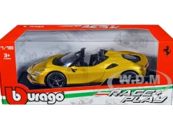 Ferrari SF90 Spider Gold Metallic Race + Play Series 1/18 Diecast Model Car Bburago 16016gld