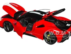 Ferrari SF90 Stradale Assetto Fiorano Red with White Stripes Signature Series 1/18 Diecast Model Car Bburago 16911r