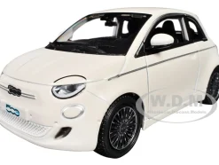 2023 Fiat 500e White 1/24 Diecast Model Car by Bburago