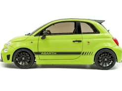 2023 Fiat F595 Abarth Verde Adrenalina Green with Black Top and Stripes 1/18 Diecast Model Car by Solido