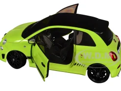 2023 Fiat F595 Abarth Verde Adrenalina Green with Black Top and Stripes 1/18 Diecast Model Car by Solido