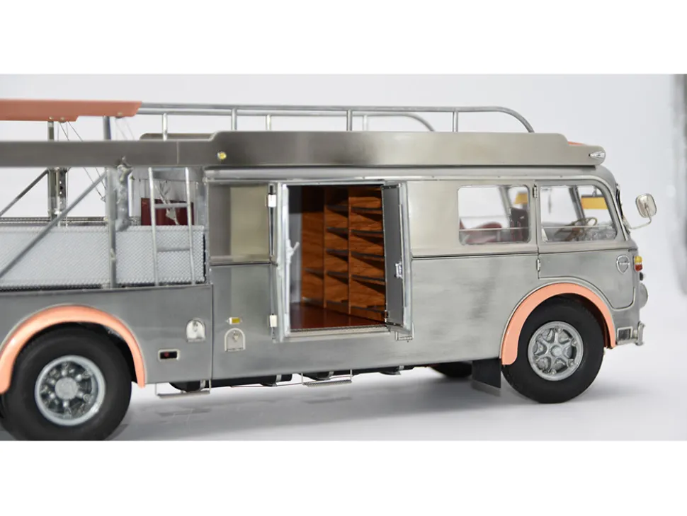 Fiat 642 RN2 Bartoletti Car Transporter Raw Metal Clear Finish Limited Edition to 500 pieces Worldwide 1/18 Diecast Model Car by CMC
