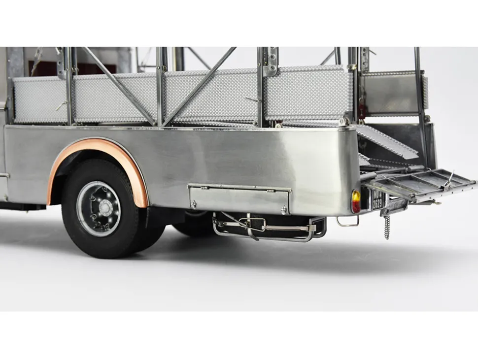 Fiat 642 RN2 Bartoletti Car Transporter Raw Metal Clear Finish Limited Edition to 500 pieces Worldwide 1/18 Diecast Model Car by CMC