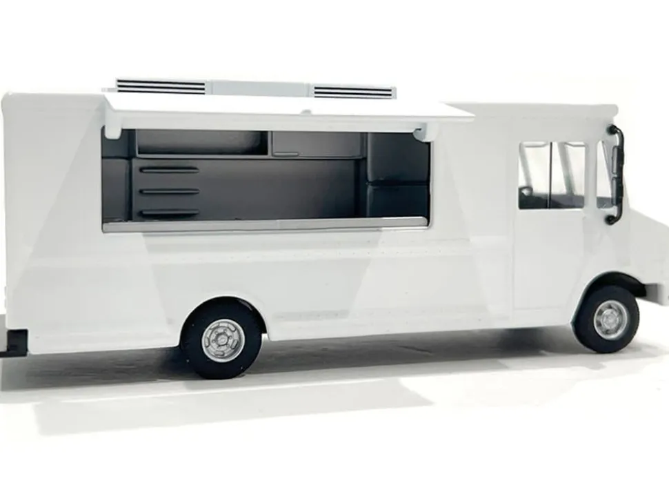 Food Truck Plain White with Graphics 1/64 Diecast Model by American Diorama