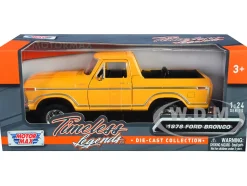 1978 Ford Bronco Custom Open Top Yellow with Timeless Legends Series 1/24 Diecast Model Car Motormax 79374y