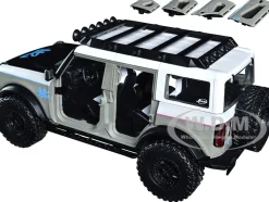 2021 Ford Bronco Gray and White with Matt Black Hood with Roof Rack M2 Motoring Just Trucks Series 1/24 Diecast Model Car Jada 33299