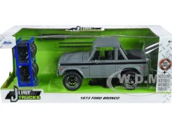 1973 Ford Bronco Pickup Truck Gray Black Stripes Extra Wheels Just Trucks Series 1/24 Diecast Model Car Jada 33849