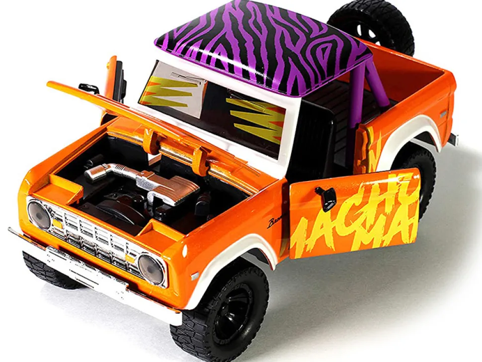 1973 Ford Bronco Pickup Truck Macho Man Randy Savage Diecast Figurine WWE 1/24 Diecast Model Car Jada 32046