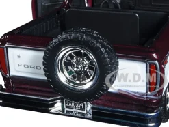 1978 Ford Bronco Ranger XLT Open Top Spare Tire Burgundy Metallic White Timeless Legends Series 1/24 Diecast Model Car Motormax 79372