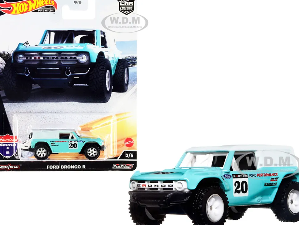 Ford Bronco R #20 Turquoise White Top American Scene Car Culture Series Diecast Model Car Hot Wheels HCK05