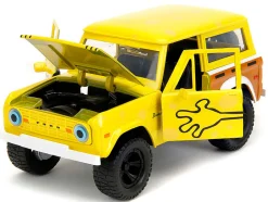 1973 Ford Bronco Yellow with Graphics and SpongeBob SquarePants Diecast Figure 