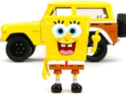 1973 Ford Bronco Yellow with Graphics and SpongeBob SquarePants Diecast Figure 