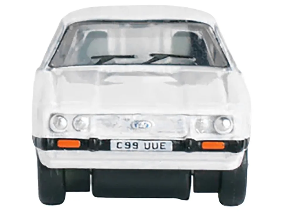 Ford Capri Mk3 RHD (Right Hand Drive) Diamond White with Black Stripes 1/148 (N) Scale Diecast Model Car by Oxford Diecast