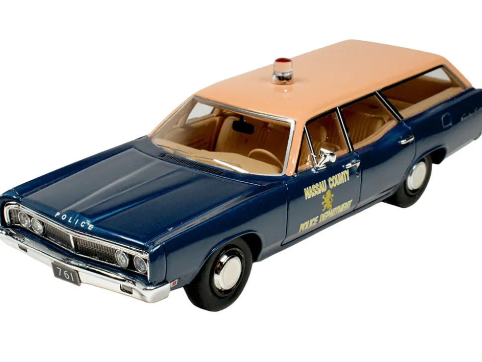 1970 Ford Country Squire Wagon Police Car "Nassau County Police Department" Blue and Tan Limited Edition to 200 pieces Worldwide 1/43 Model Car by Goldvarg Collection