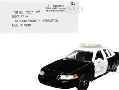 Ford Crown Victoria Police Interceptor Black and White 1/43 Diecast Model Car by Motormax