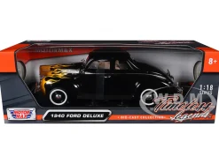 1940 Ford Deluxe Black with Yellow Flames 