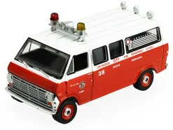 1969 Ford Econoline Ambulance "Los Angeles Fire Department" Red and White "Fire & Rescue" Series #5 1/64 Diecast Model Car by Greenlight