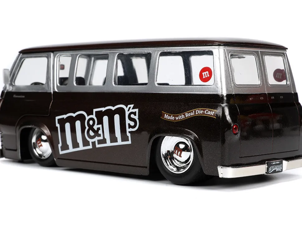 1965 Ford Econoline Bus Brown Metallic Silver Red M&M's Diecast Figurine Hollywood Rides Series 1/24 Diecast Model Car Jada 32027