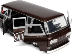1965 Ford Econoline Bus Brown Metallic Silver Red M&M's Diecast Figurine Hollywood Rides Series 1/24 Diecast Model Car Jada 32027