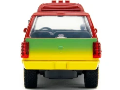 Ford Explorer Red and Yellow with Green Graphics Jurassic Park 1993 Movie 30th Anniversary Hollywood Rides Series 1/32 Diecast Model Car Jada JA31956