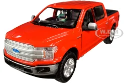 2019 Ford F-150 Lariat Crew Cab Pickup Truck Red 1/24 1/27 Diecast Model Car Motormax 79363