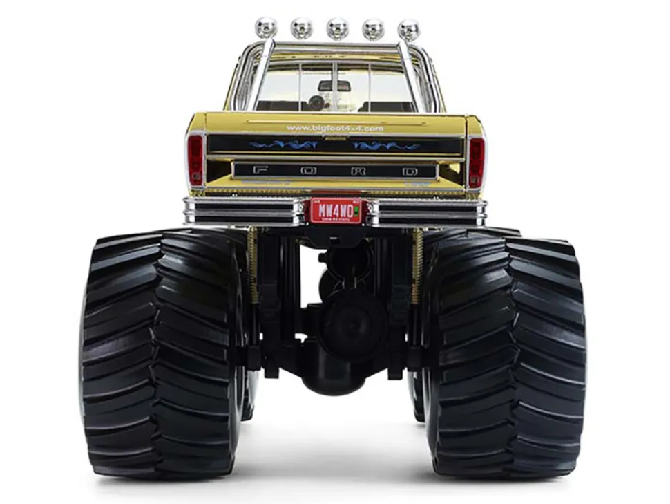 1979 Ford F-250 Monster Truck "Bigfoot #1 50th Anniversary" Gold Chrome with Bob Chandler Standing Figure "Kings of Crunch" Series 1/18 Diecast Model Car by Greenlight