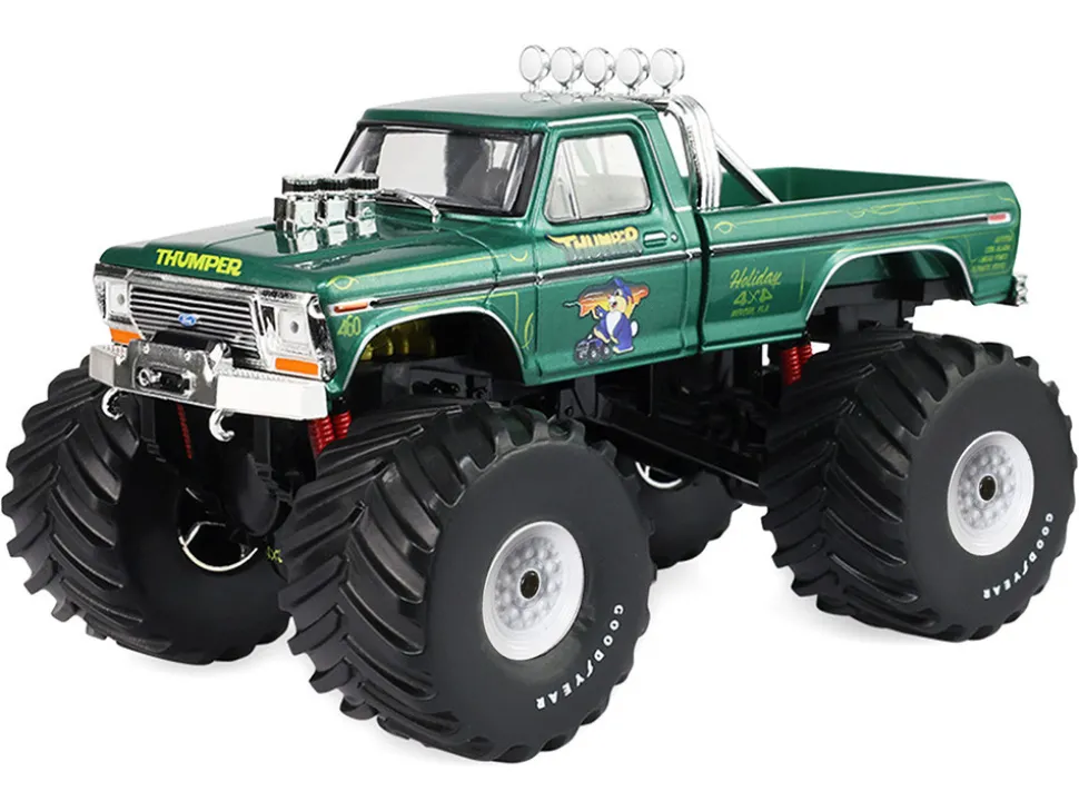1975 Ford F-250 Monster Truck with 66-Inch Tires "Thumper" Green Metallic "Kings of Crunch" Series 1/43 Diecast Model Car by Greenlight
