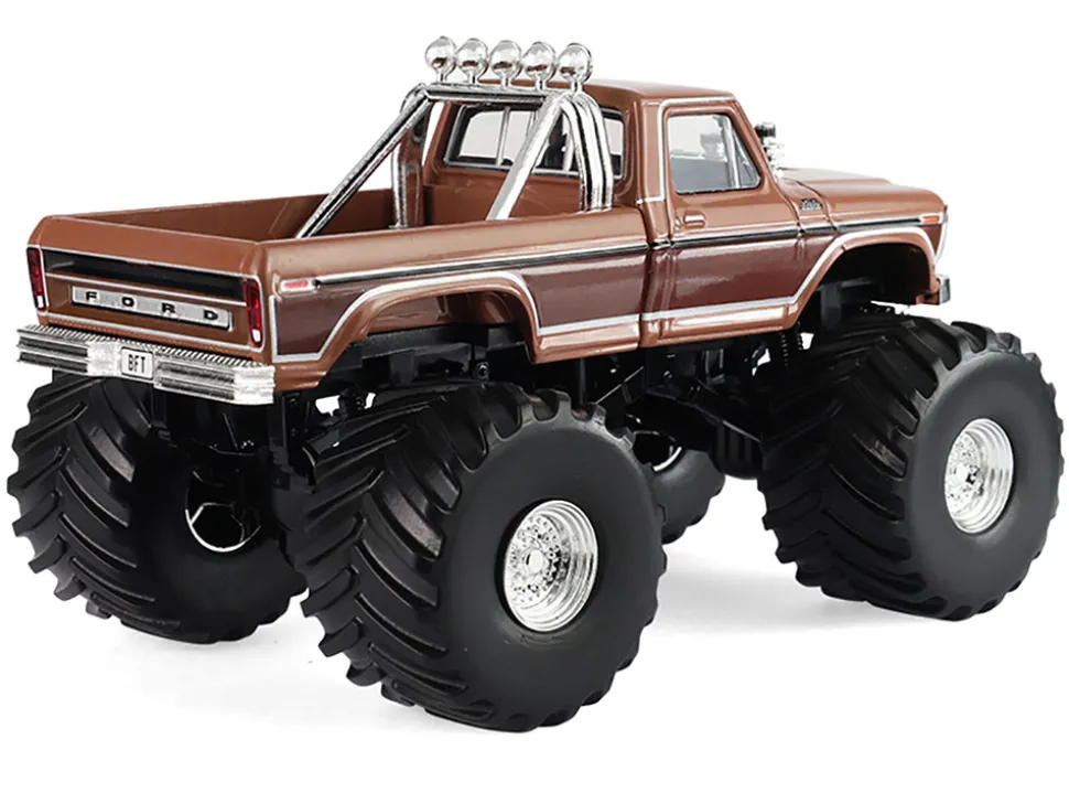 1978 Ford F-350 Monster Truck with 66-Inch Tires "BFT" Brown Two-Tone "Kings of Crunch" Series 1/43 Diecast Model Car by Greenlight