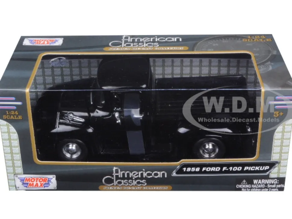 1956 Ford F-100 Pickup Truck Black 1/24 Diecast Model Motormax 73235