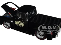 1956 Ford F 100 Pickup Truck Matt Black Lunati Bootlegger Limited Edition to 6550 pieces Worldwide 1/24 Diecast Model Car M2 Machines 40300-99A
