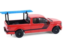 2015 Ford F-150 Pickup Truck with Ladder Rack Red with Black Stripes