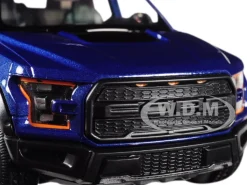 2017 Ford F-150 Raptor Pickup Truck Blue Black Wheels 1/27 Diecast Model Car Motormax 79344